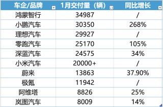 蔚来跟进特斯拉5年0息政策，1月新势力车企座次再一次生变