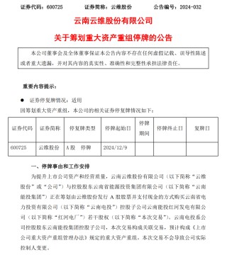 云维股份拟收购红河电厂若干股权，预计构成重大资产重组