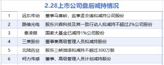 2月28日增减持汇总：北方稀土等4家公司增持，远东传动等6股减持(表)