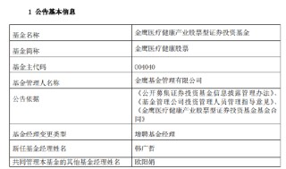近三年亏超50%！韩广哲：卸任三只产品基金经理 时隔一年再掌舵金鹰医疗健康股票