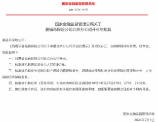 曼福再保险北京分公司获批开业 营运资金5亿元