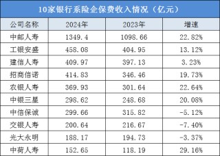 8家盈利2家亏损，银行系险企2024年业绩分化显著