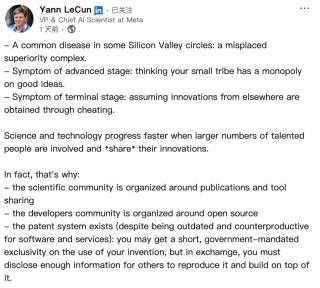 DeepSeek综合征？Yann LeCun：硅谷存在一种“错位的优越感”