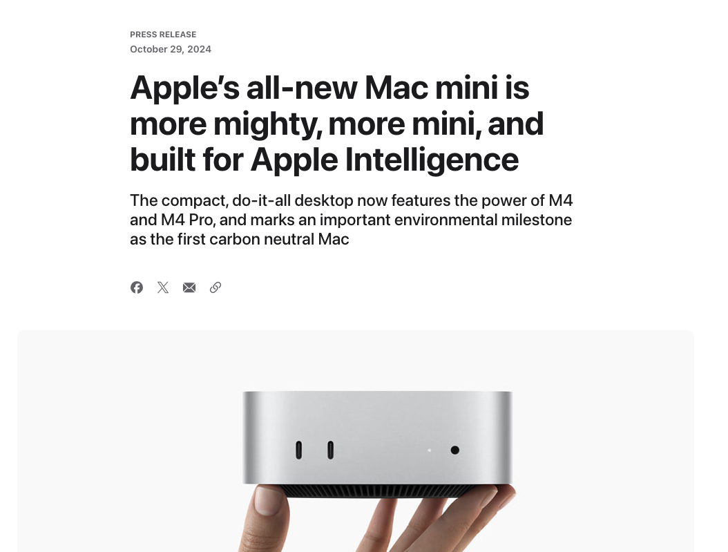 苹果上新：能揣兜里的Mac mini“加量不加价” M4 Pro芯片登场-第1张图片