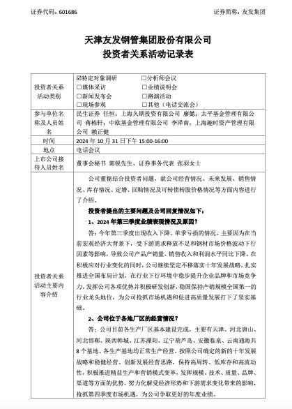 友发集团：受下游需求释放不足和钢材价格下行因素等影响致第三季度收入下降、单季亏损-第2张图片