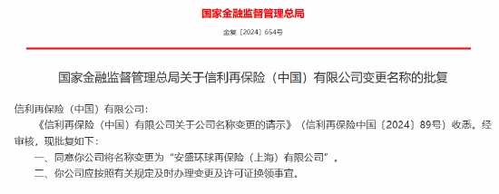 信利再保险（中国）获批变更名称为“安盛环球再保险（上海）有限公司”-第1张图片