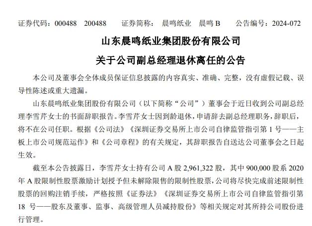 国内最大造纸企业之一突发公告！晨鸣纸业董事长夫妇同时辞职-第3张图片