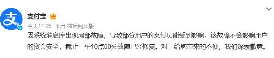“双11”当天支付宝崩了？今年已出现三次-第3张图片