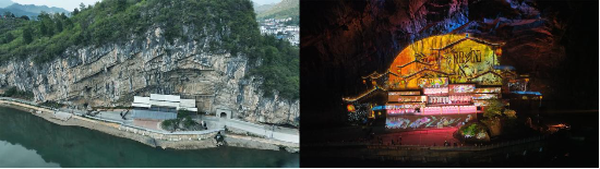水上苗乡数字夜游，光峰科技以崖壁为幕打造光影世界-第1张图片