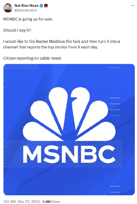 马斯克，盯上左翼媒体MSNBC？-第1张图片