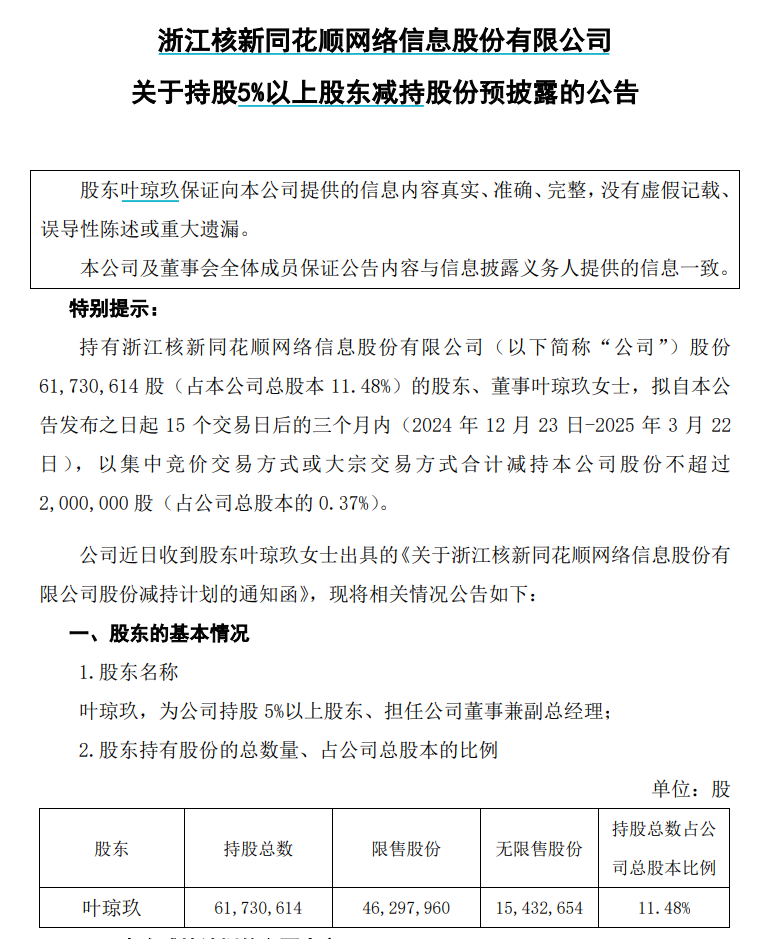 突发！同花顺，减持！-第1张图片