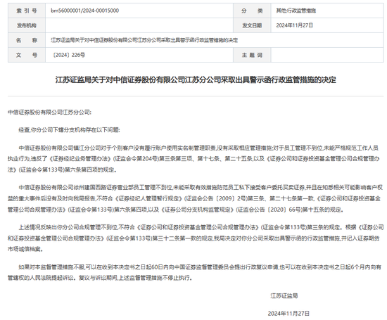 重罚！中信证券江苏分公司-第1张图片