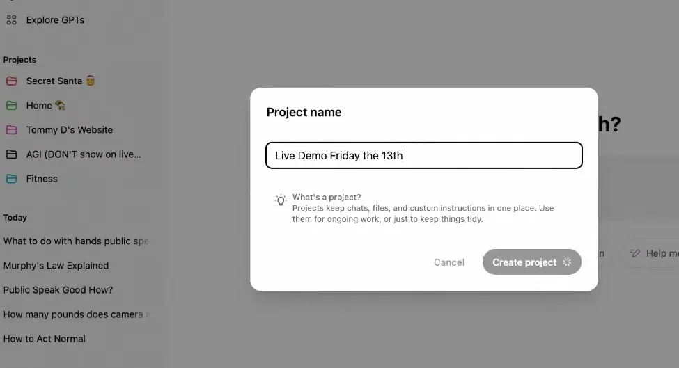 ChatGPT新增功能“Projects”，OpenAI演示出现AGI文件夹，炒作新高度？-第2张图片