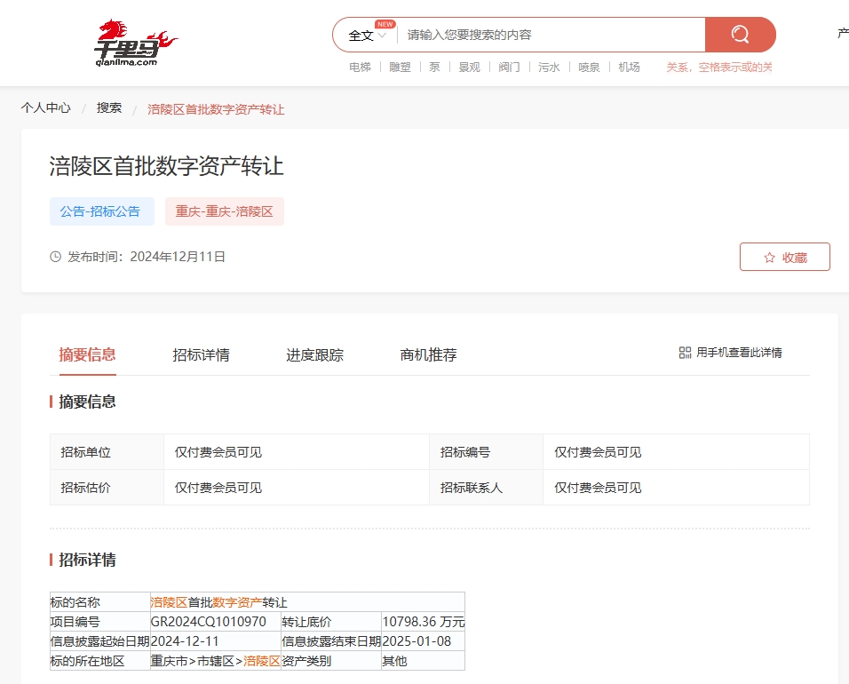 重庆涪陵回应1.08亿元“数字资产转让项目”被叫停：与国家一些文件相悖，转让标的含有公共数据-第1张图片