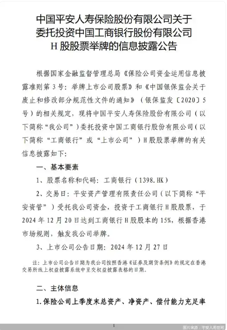 平安人寿大动作 耗资超2亿港元举牌中国工商银行 什么信号？-第1张图片