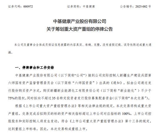 A股突发！2大国资企业，重大资产重组！今起停牌-第1张图片