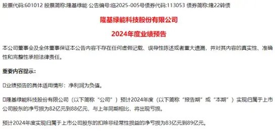 转亏，“光伏茅”预亏超80亿元！预警，又一股或被“戴帽”！-第1张图片