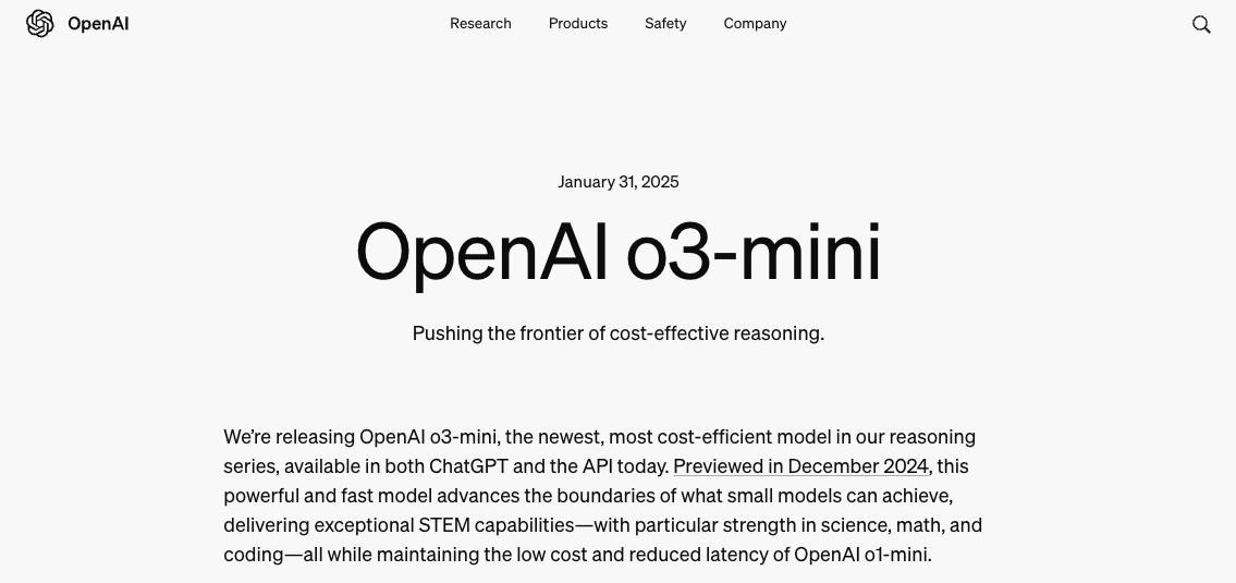 OpenAI上架推理模型o3-mini 首次向免费用户开放推理功能-第1张图片