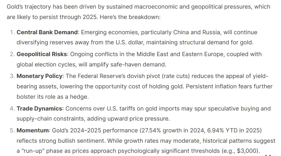 金价今年又将迎来爆发！DeepSeek预测2025年底黄金价格-第3张图片