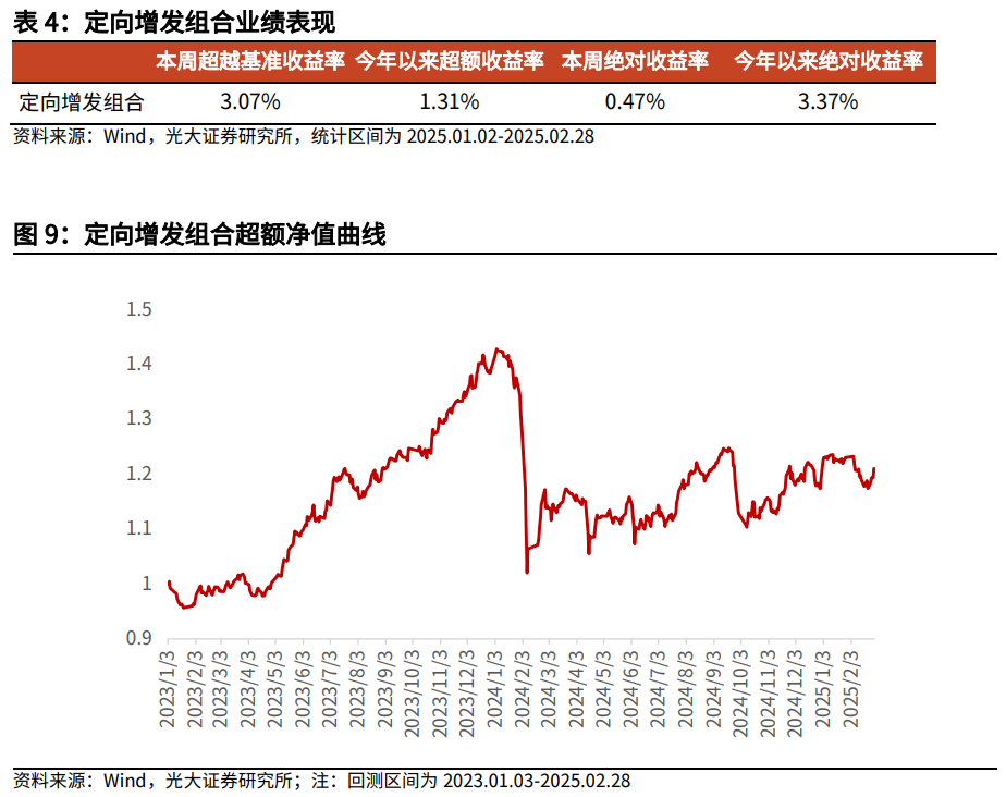 【光大金工】市场小市值风格明显，定增组合超额收益显著——量化组合跟踪周报20250301-第10张图片